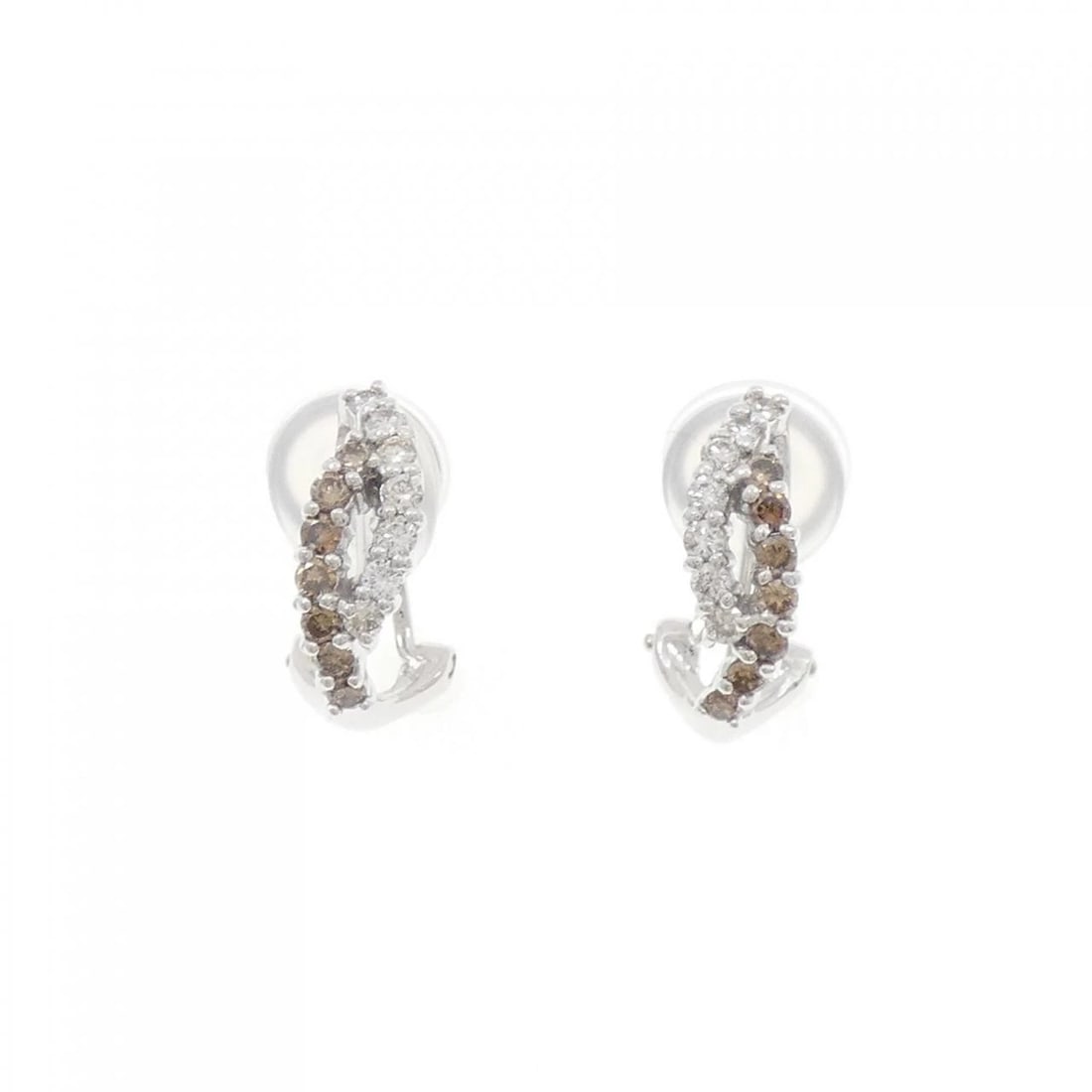 K18WG DIAMOND PIERCE/EARRING: K18WG Diamond Pierce/Earring Brand: Unbranded Type: Diamond Pierce/Earring Material: K18WG, Main Stone/Creation Natural Color: White Gold Size: Actual Size Approx. height x width: 15.5mm x 5.2mm
