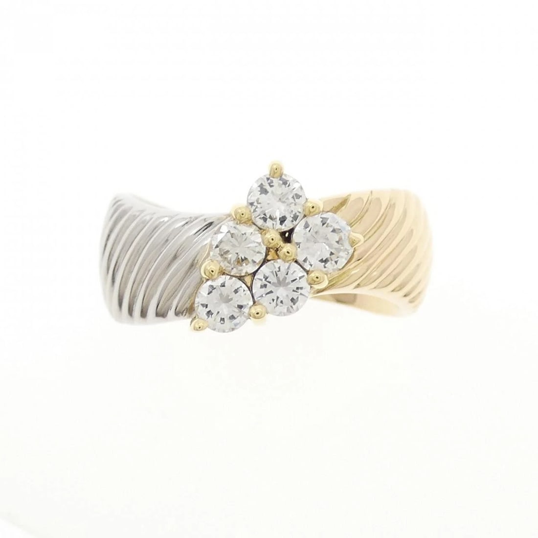 K18YG/PT900 DIAMOND RING - 2