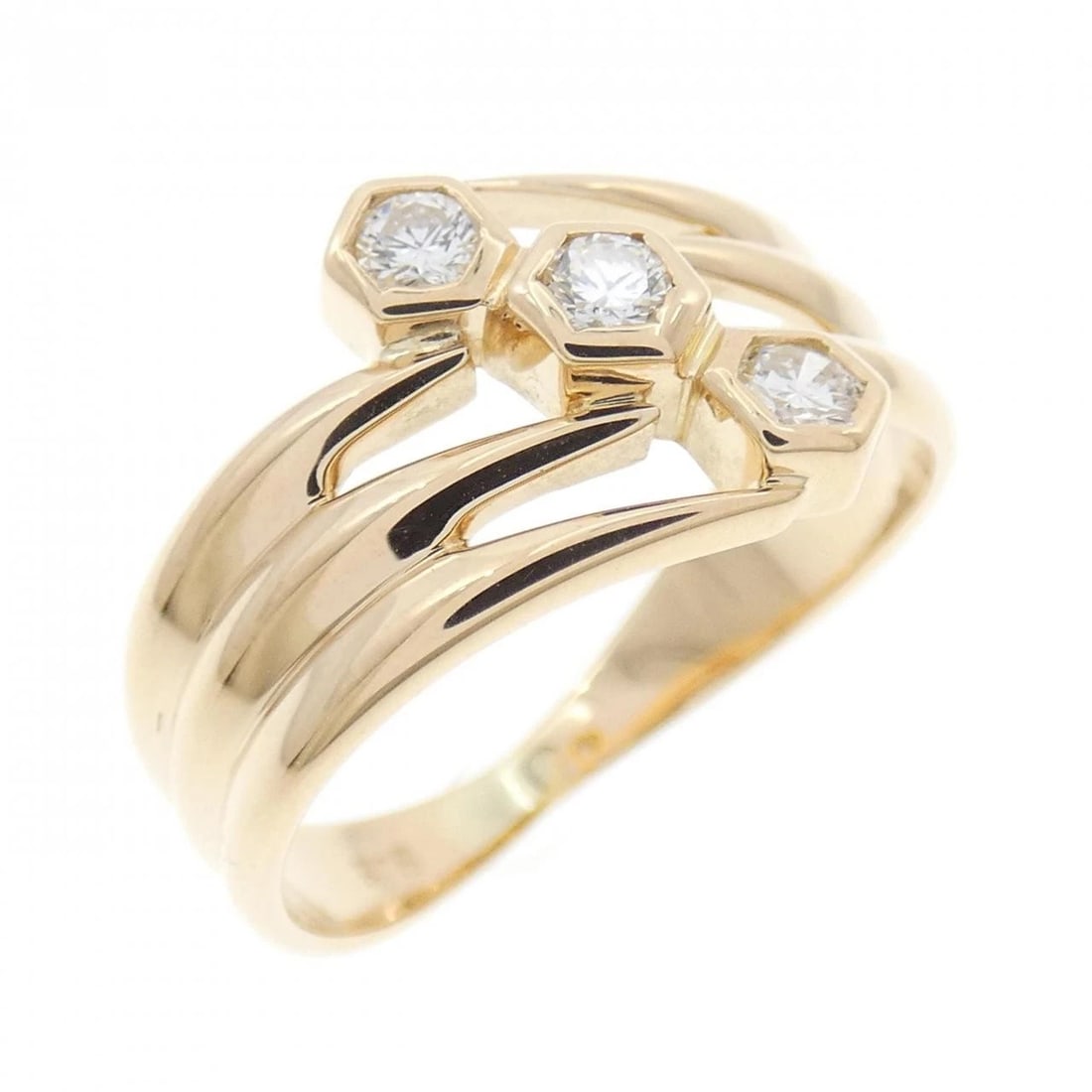 K18YG DIAMOND RING: K18YG Diamond Ring Brand: Unbranded Type: Diamond Ring Material: K18YG, Main Stone/Creation Natural Color: Yellow Gold Size: US6 1/4 Accessories: None Accessories Notice: When purchasing pre-owned