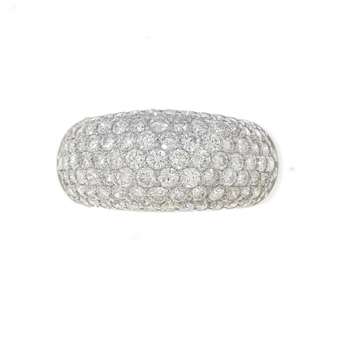 PT900 PAVE DIAMOND RING: PT900 Pave Diamond Ring Brand: Unbranded Type: Diamond Ring Material: PT900, Main Stone/Creation Natural Color: Silver Size: US6 1/4 Accessories: None Accessories Notice: When purchasing pre-owned