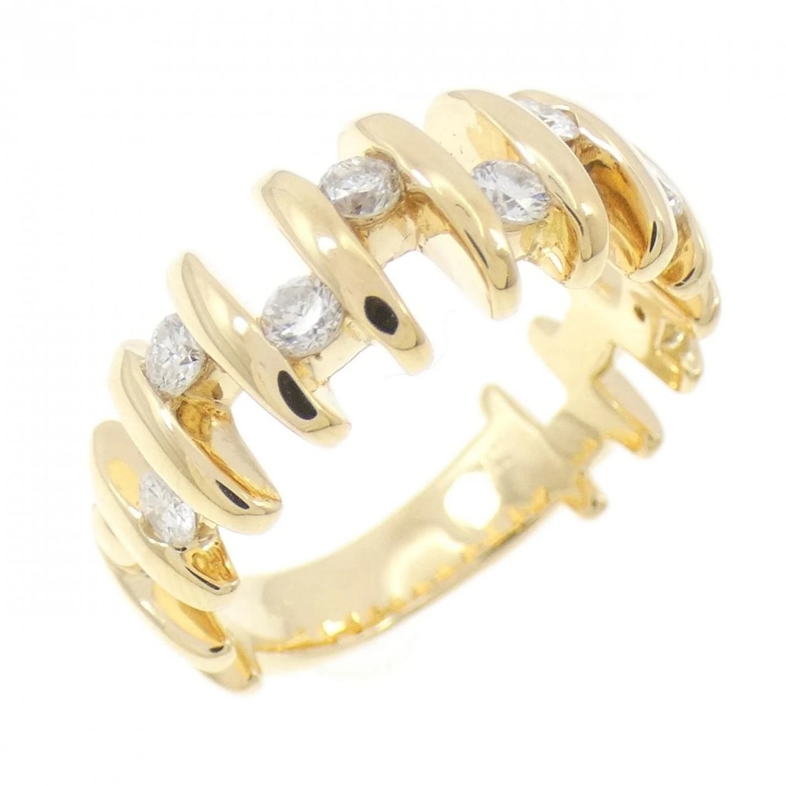 K18YG DIAMOND RING: K18YG Diamond Ring Brand: Unbranded Type: Diamond Ring Material: K18YG, Main Stone/Creation Natural Color: Yellow gold Size: US6 1/4 Accessories: None Accessories Notice: When purchasing pre-owned