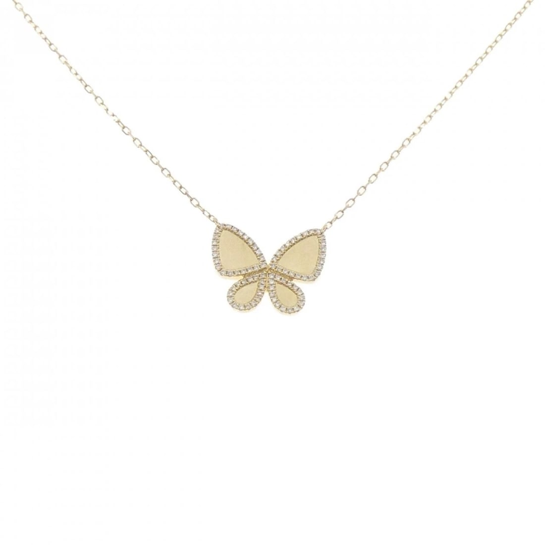 K18YG BUTTERFLY DIAMOND NECKLACE: K18YG Butterfly Diamond Necklace Brand: Unbranded Type: Diamond Necklace Material: K18YG, Main Stone/Creation Natural Color: Yellow gold Size: Actual Size Pendant length approx. x width approx.: