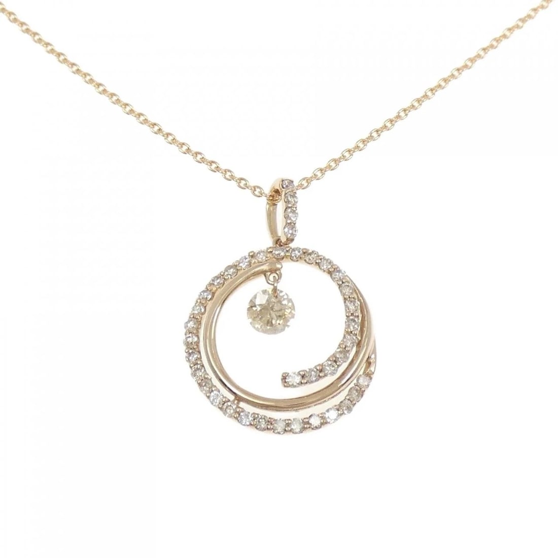 K18PG DIAMOND NECKLACE: K18PG Diamond Necklace Brand: Unbranded Type: Diamond Necklace Material: K18PG, Main Stone/Creation Natural Color: Pink Gold Size: 45cmActual Size Pendant length approx. x width approx.: 21.1mmx14.8mm