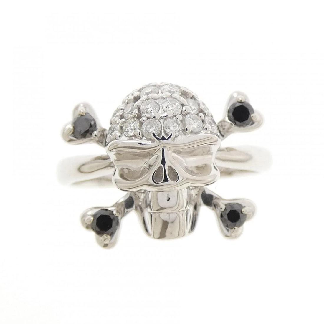 K18WG SKULL DIAMOND RING - 2
