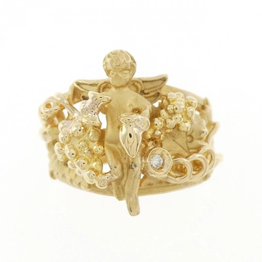 750YG ANGEL DIAMOND RING: 750YG Angel Diamond Ring Brand: Unbranded Type: Diamond Ring Material: 750YG, Main Stone/Creation Natural Color: Yellow gold Size: US6 1/2 Accessories: None Accessories Notice: When purchasing
