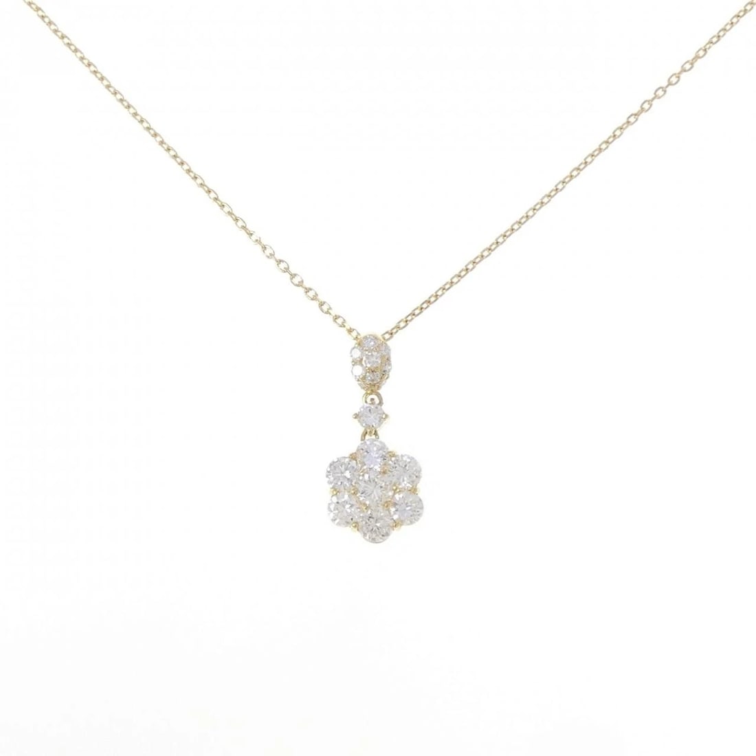 K18YG FLOWER DIAMOND NECKLACE: K18YG Flower Diamond Necklace Brand: Unbranded Type: Diamond Necklace Material: K18YG, Main Stone/Creation Natural Color: Yellow gold Size: 40cmActual Size Pendant length approx. x width approx.: