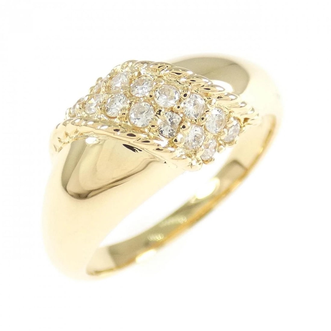 K18YG DIAMOND RING: K18YG Diamond Ring Brand: Unbranded Type: Diamond Ring Material: K18YG, Main Stone/Creation Natural Color: Yellow gold Size: US5 3/4 Accessories: None Accessories Notice: When purchasing pre-owned