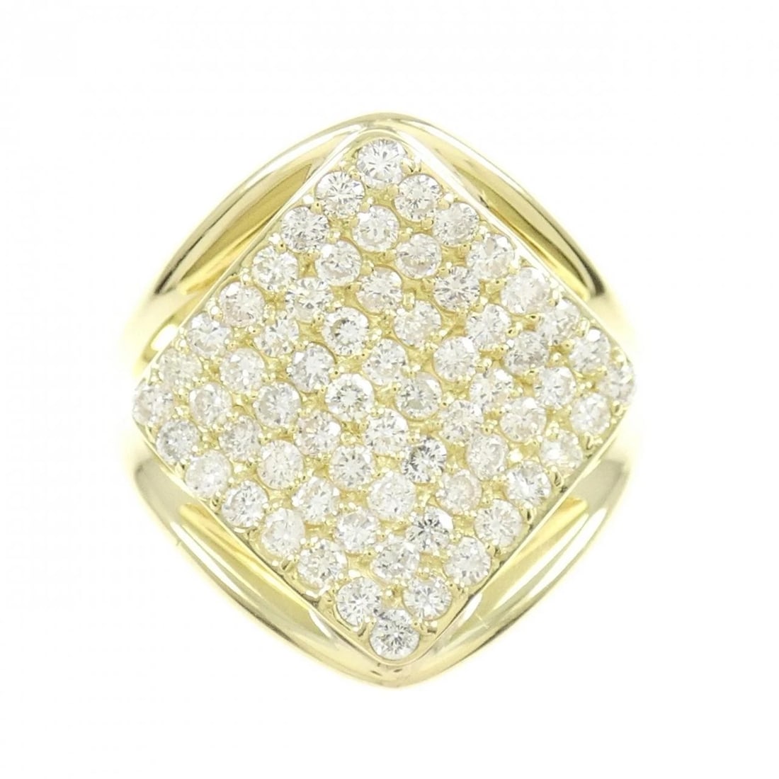 K18YG PAVE DIAMOND RING: K18YG Pave Diamond Ring Brand: Unbranded Type: Diamond ring Material: K18YG, Main Stone/Creation Natural Color: Yellow gold Size: US5 1/4 Accessories: None Accessories Notice: When purchasing