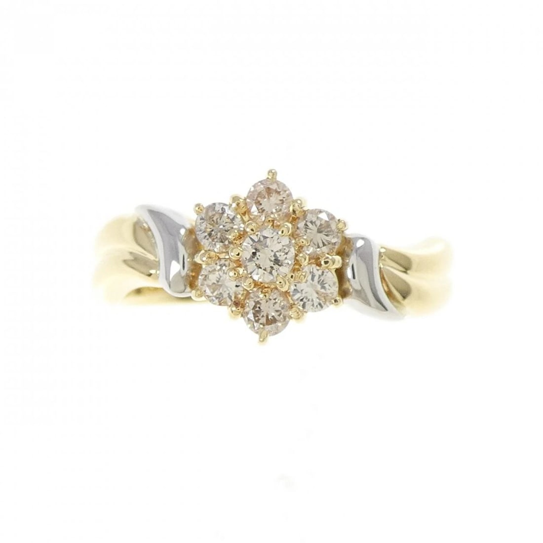 K18YG/PT900 DIAMOND RING: K18YG/PT900 Diamond Ring Brand: Unbranded Type: Diamond Ring Material: K18YG/PT900, Main Stone/Creation Natural Color: YG,Silver Size: US6 1/4 Accessories: None Accessories Notice: When purchasing