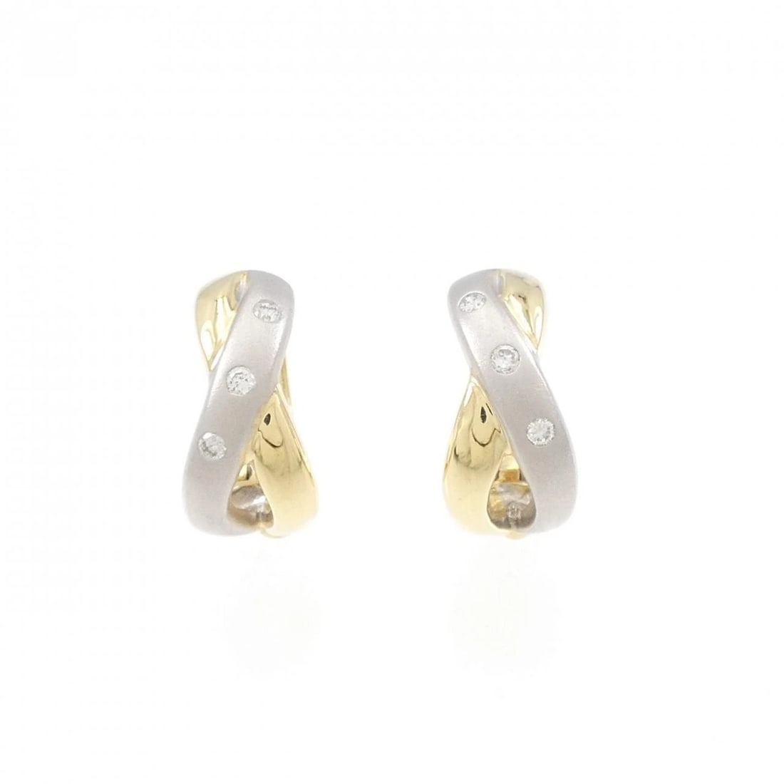 K18YG/K18WG DIAMOND EARRINGS: K18YG/K18WG Diamond Earrings Brand: Unbranded Type: Diamond Pierce/Earring Material: K18YG/K18WG, Main Stone/Creation Natural Color: YG,WG Size: Actual Size Approx. height x width: 14.7mm x 7.2mm
