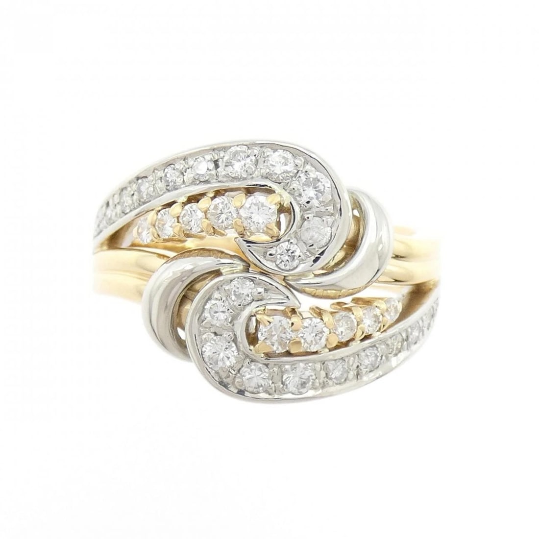 K18YG/PT900 DIAMOND RING - 2