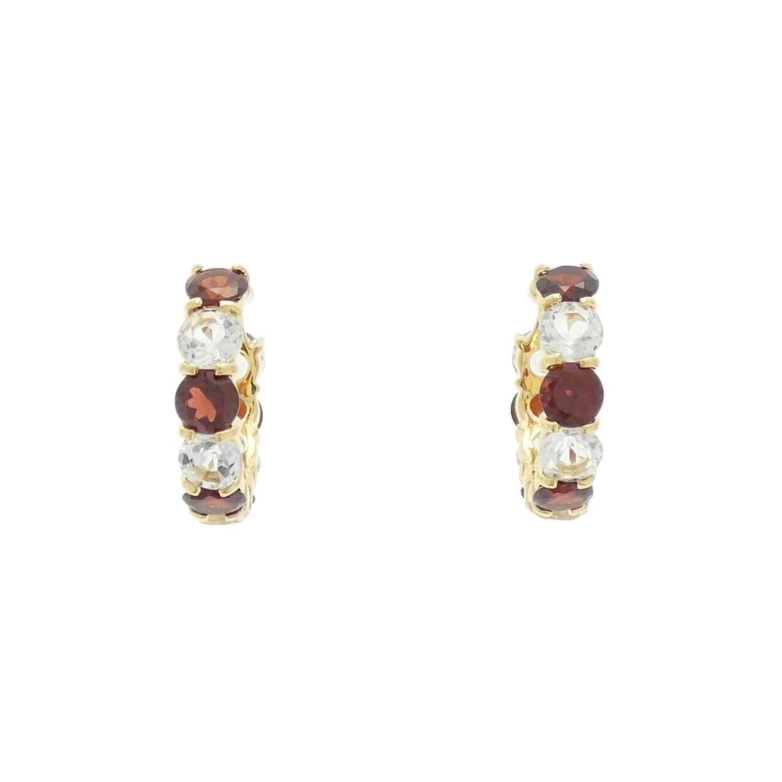 K18YG GARNET PIERCE: K18YG Garnet Pierce Brand: Unbranded Type: Garnet Pierce/Earring Material: K18YG, Main Stone/Creation GarnetSecondary Stone White topaz Color: Yellow gold Size: Actual Size Approx. height x width: