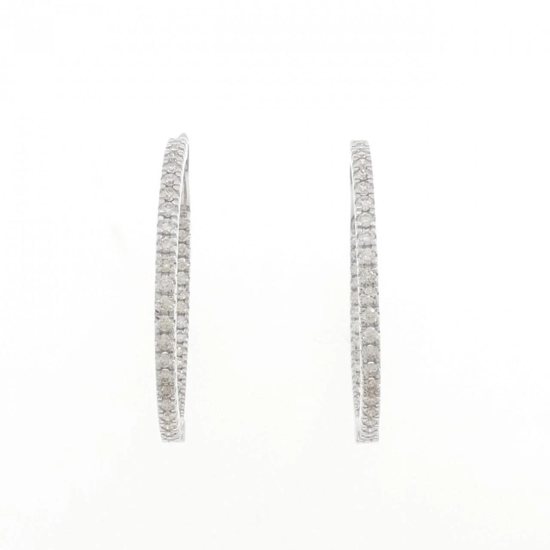 K18WG HOOP DIAMOND PIERCING: K18WG Hoop Diamond Piercing Brand: Unbranded Type: Diamond Pierce/Earring Material: K18WG, Main Stone/Creation Natural Color: White gold Size: Actual Size Approximate dimensions (height x width):