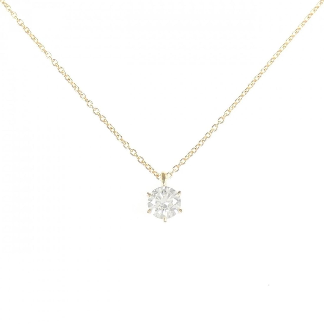 K18YG DIAMOND NECKLACE: K18YG Diamond Necklace Brand: Unbranded Type: Necklace Material: K18YG, Main Stone/Creation Natural Color: Yellow gold Size: 45cmActualSize Pendant top H x W: 7.1mmx4.7mm Chain Max. W: 0.9mm