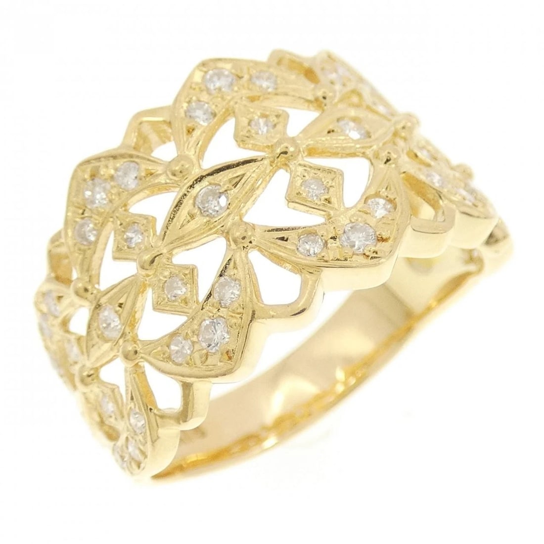 K18YG DIAMOND RING: K18YG Diamond Ring Brand: Unbranded Type: Diamond Ring Material: K18YG, Main Stone/Creation Natural Color: Yellow gold Size: US6 1/2 Accessories: None Accessories Notice: When purchasing pre-owned
