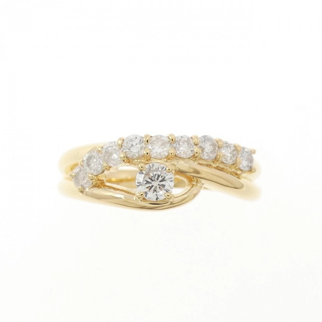 K18YG DIAMOND RING: K18YG Diamond Ring Brand: Unbranded Type: Diamond Ring Material: K18YG, Main Stone/Creation Natural Color: Yellow gold Size: US5 3/4 Accessories: None Accessories Notice: When purchasing pre-owned