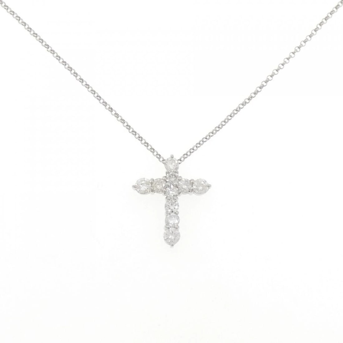 PT900/PT850 CROSS DIAMOND NECKLACE: PT900/PT850 Cross Diamond Necklace Brand: Unbranded Type: Diamond Necklace Material: PT900/PT850, Main Stone/Creation Natural Color: silver Size: 41cm Actual Size Pendant length approx. x width