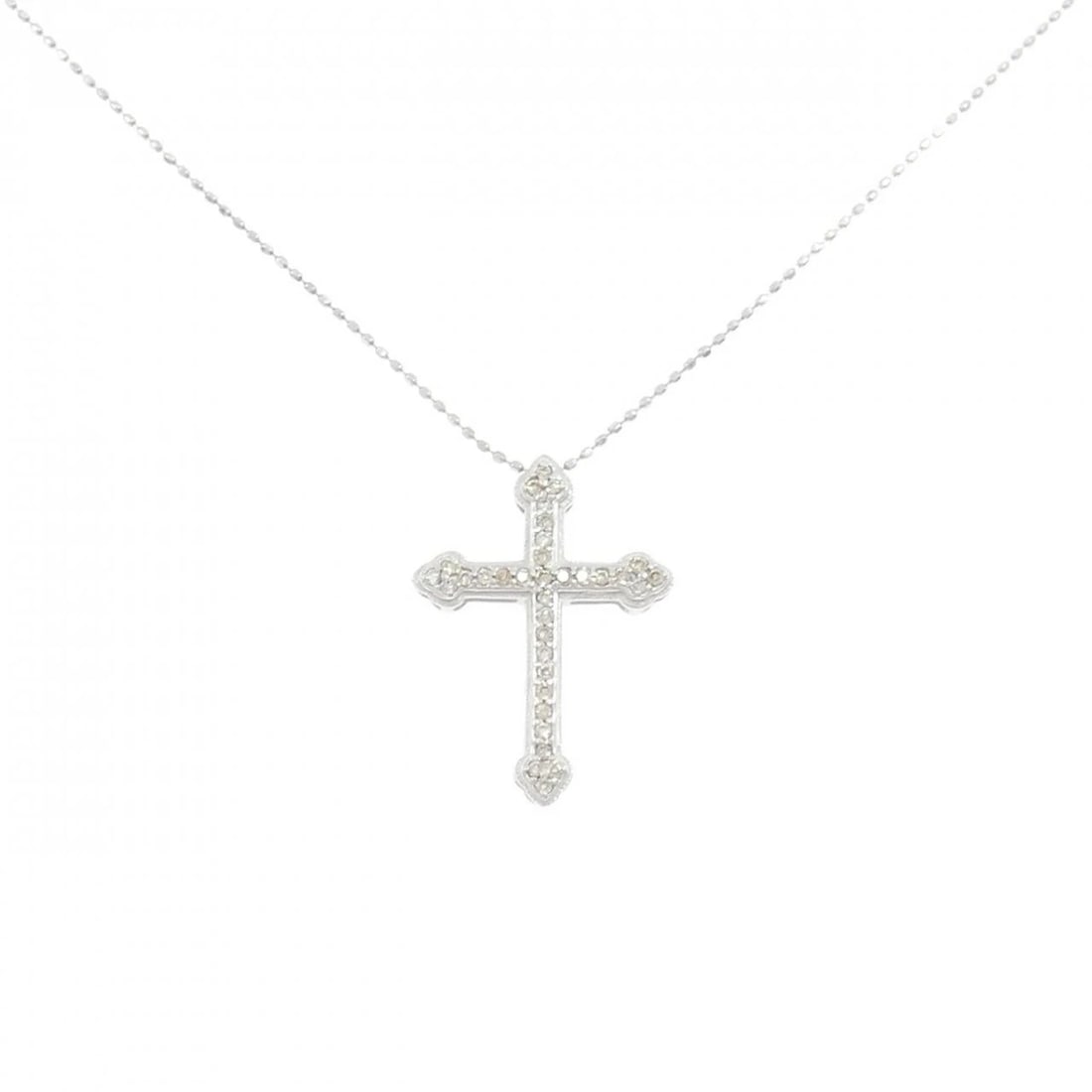 K18WG CROSS DIAMOND NECKLACE: K18WG Cross Diamond Necklace Brand: Unbranded Type: Diamond Necklace Material: K18WG, Main Stone/Creation Natural Color: White gold Size: 40cmActual Size Pendant length approx. x width approx.: