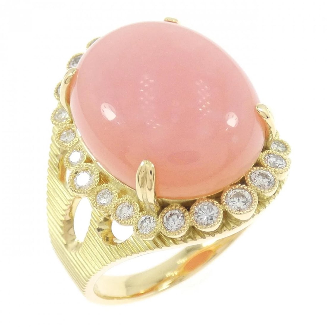 K18YG OPAL RING: K18YG Opal Ring Brand: Unbranded Type: Opal Ring Material: 18KYG, Main Stone/Creation OpalSecondaryStoneDiamond Color: Yellow gold Size: US10 3/4 Accessories: None Accessories Notice: When purchasing