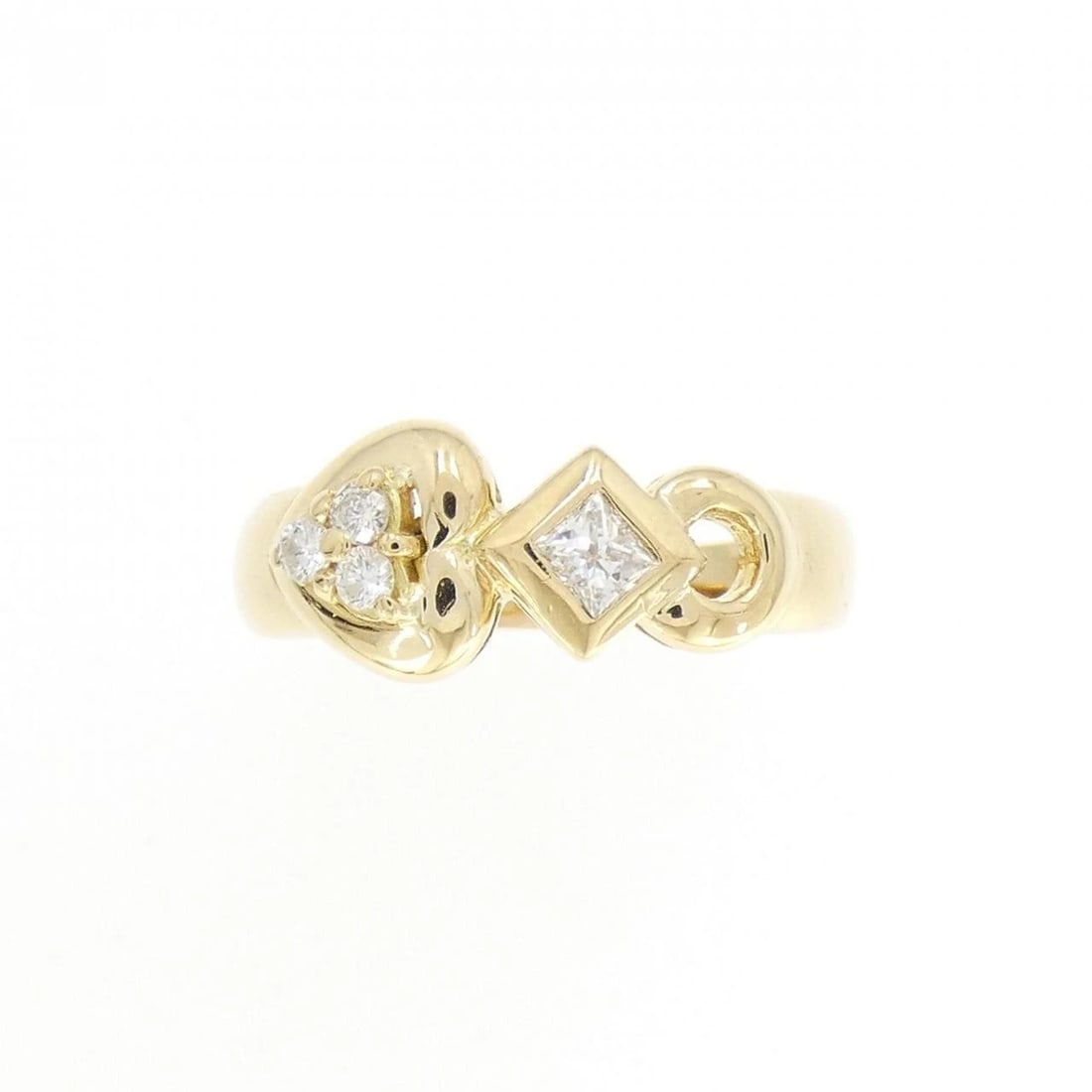 750YG HEART DIAMOND RING: 750YG Heart Diamond Ring Brand: Unbranded Type: Diamond Ring Material: 750YG, Main Stone/Creation Natural Color: Yellow gold Size: US6 1/2 Accessories: None Accessories Notice: When purchasing