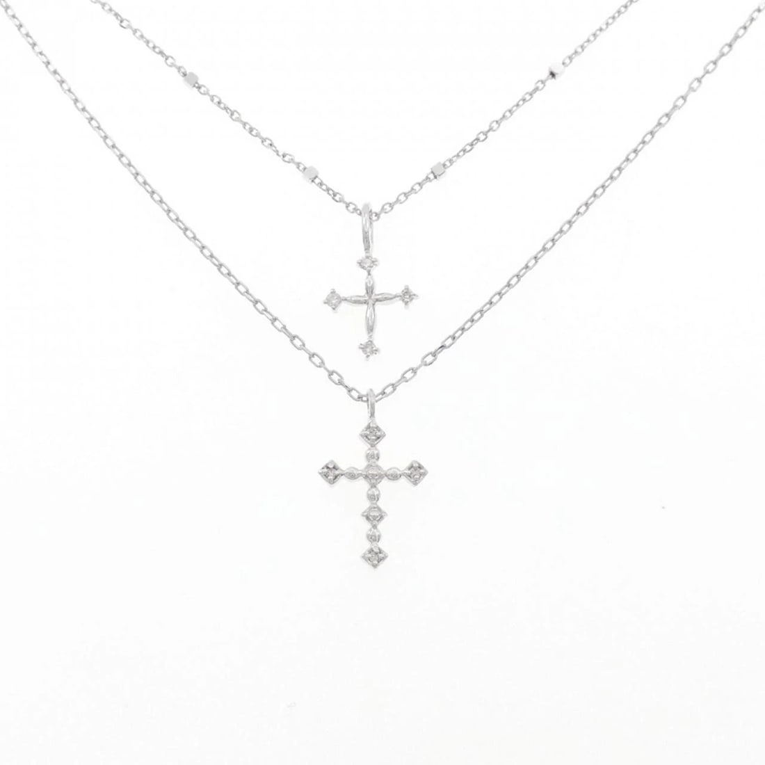 K10WG/K18WG DIAMOND NECKLACE: K10WG/K18WG Diamond Necklace Brand: Unbranded Type: Diamond Necklace Material: K10WG/K18WG, Main Stone/Creation Natural Color: White Gold Size: Actual Size Pendant (large) Approx. length x width: