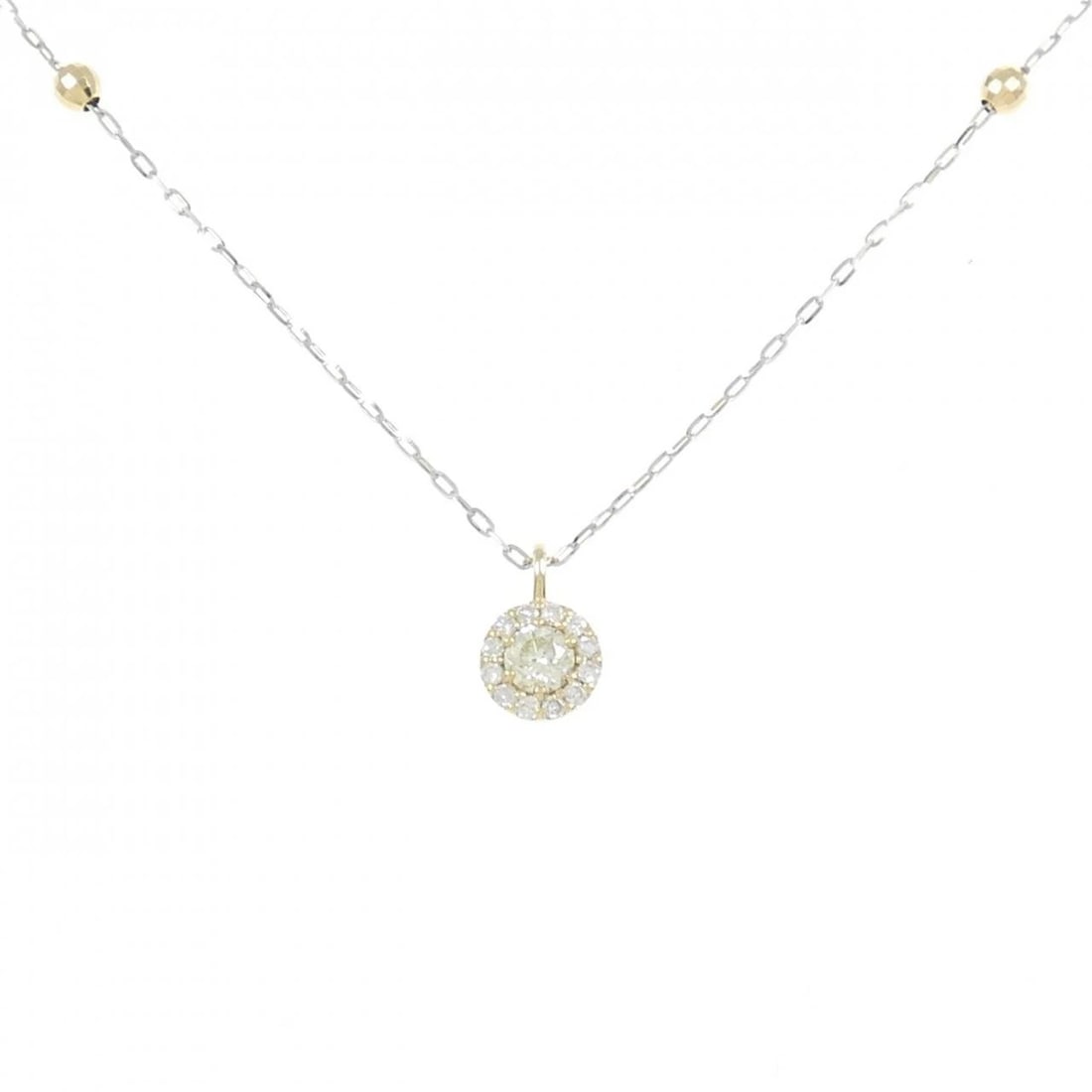 K18YG/K18WG DIAMOND NECKLACE: K18YG/K18WG Diamond Necklace Brand: Unbranded Type: Diamond Necklace Material: K18YG/K18WG, Main Stone/Creation Natural Color: YG,WG Size: 80cm Actual Size Pendant length approx. x width approx.: