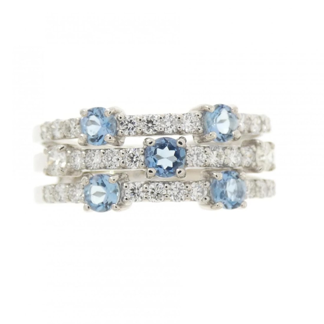 PT950 AQUAMARINE RING: PT950 Aquamarine Ring Brand: Unbranded Type: Ring Material: PT950, Main Stone/Creation AquamarineSecondary Stone Diamond Color: silver Size: US8 1/4 Accessories: None Accessories Notice: When