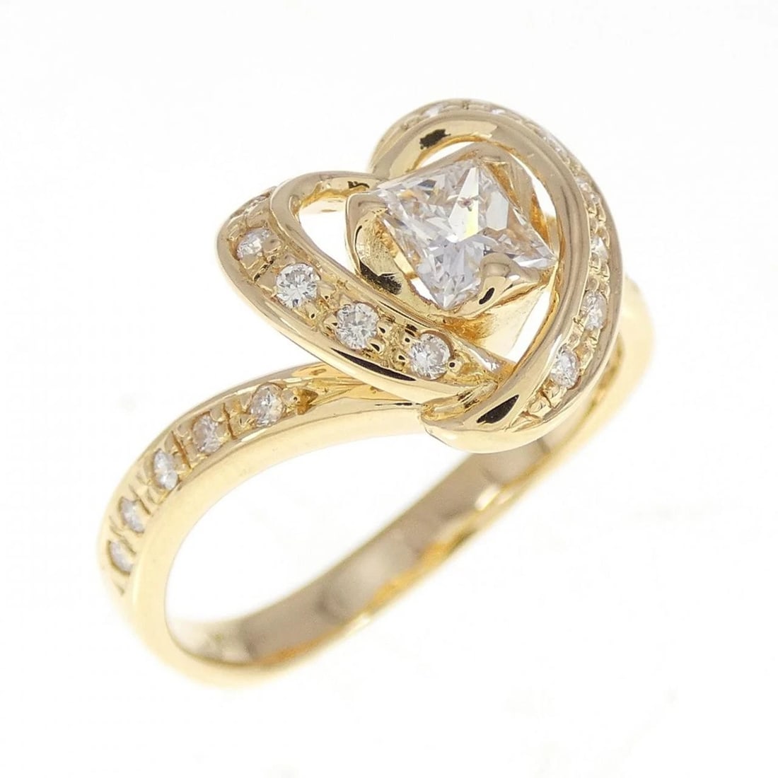K18YG HEART DIAMOND RING: K18YG Heart Diamond Ring Brand: Unbranded Type: Diamond ring Material: K18YG, Main Stone/Creation Natural Color: Yellow gold Size: US5 3/4 Accessories: None Accessories Notice: When purchasing