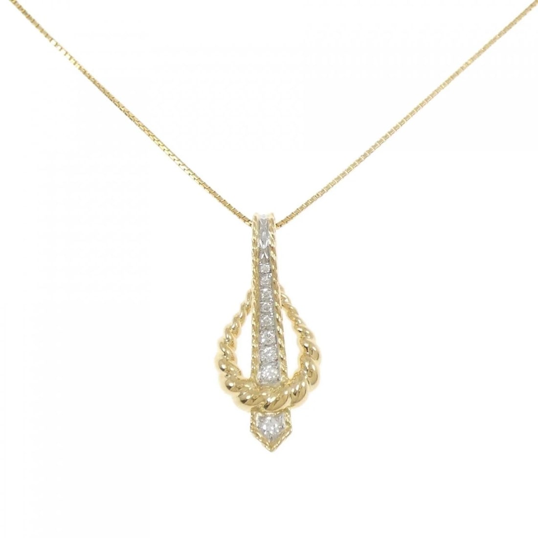 K18YG/PT900 DIAMOND NECKLACE: K18YG/PT900 Diamond Necklace Brand: Unbranded Type: Diamond Necklace Material: K18YG/PT900, Main Stone/Creation Natural Color: YG,Silver Size: 40cm Actual Size Pendant length approx. x width approx.:
