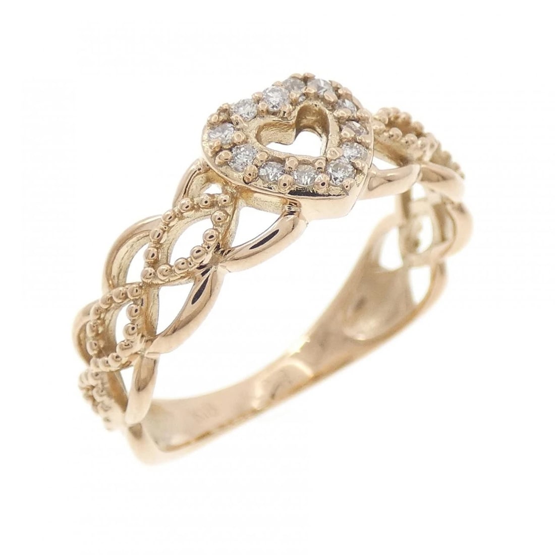 K18PG HEART DIAMOND RING: K18PG Heart Diamond Ring Brand: Unbranded Type: Diamond Ring Material: K18PG, Main Stone/Creation Natural Color: Pink Gold Size: US6 1/4 Accessories: None Accessories Notice: When purchasing