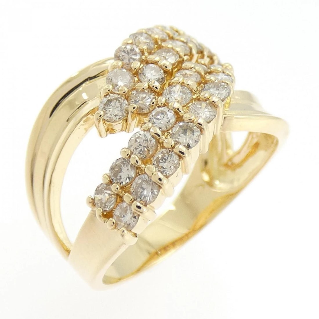 K18YG DIAMOND RING: K18YG Diamond Ring Brand: Unbranded Type: Diamond Ring Material: K18YG, Main Stone/Creation Natural Color: Yellow gold Size: US6 3/4 Accessories: None Accessories Notice: When purchasing pre-owned