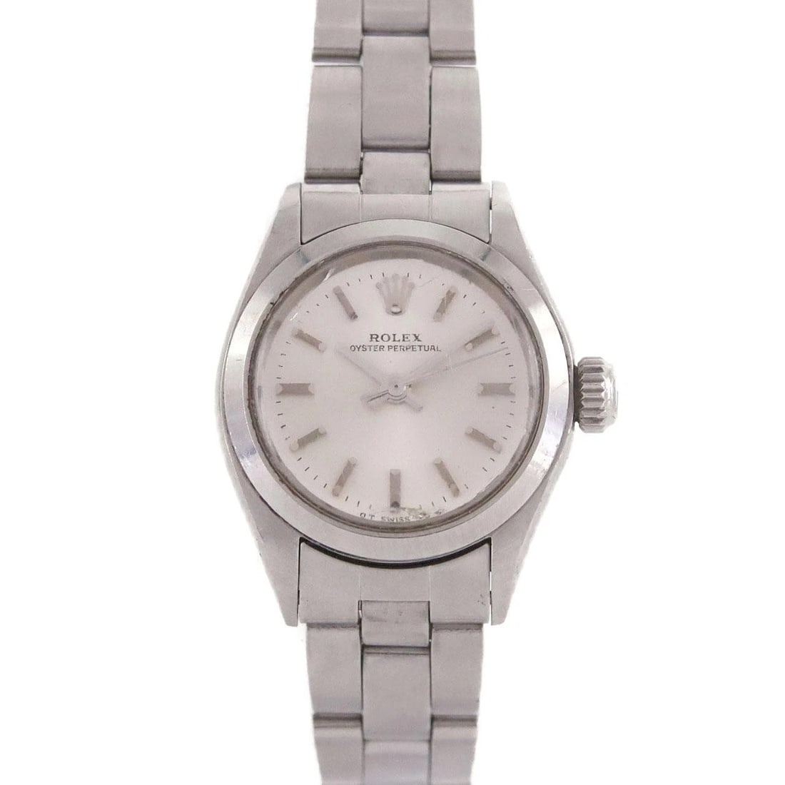 ROLEX OYSTER PERPETUAL STAINLESS STEEL WATCH: Rolex Oyster Perpetual Stainless steel Watch Brand: ROLEX Type: Wrist watch Material: Case: Stainless Steel Breath: Stainless Steel Color: Dial color silver Size: Case diameter: Approx. 25mm Max