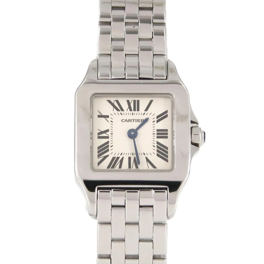 CARTIER SANTOS STAINLESS STEEL QUARTZ WATCH: Cartier Santos Stainless Steel Quartz Watch Brand: CARTIER Type: Wrist watch Material: Case: Stainless Steel Breath: Stainless Steel Color: Dial color Silver/Roman Size: Case diameter: 20x28mm Max