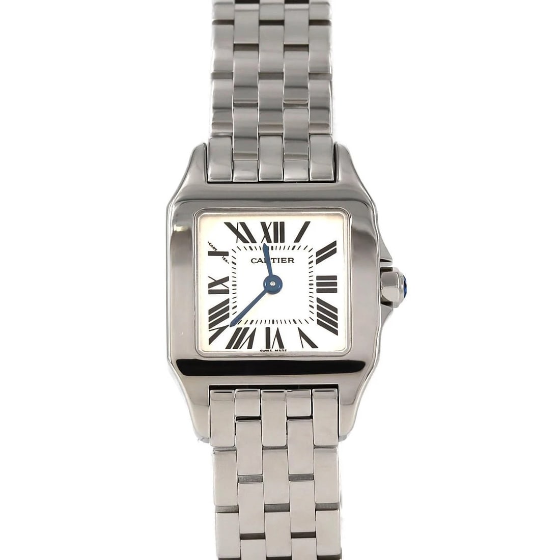 CARTIER SANTOS STAINLESS STEEL QUARTZ WATCH: Cartier Santos Stainless Steel Quartz Watch Brand: CARTIER Type: Wrist watch Material: Case: Stainless Steel Breath: Stainless Steel Color: Dial color silver Size: Case diameter: 20x28mm Max wrist cir