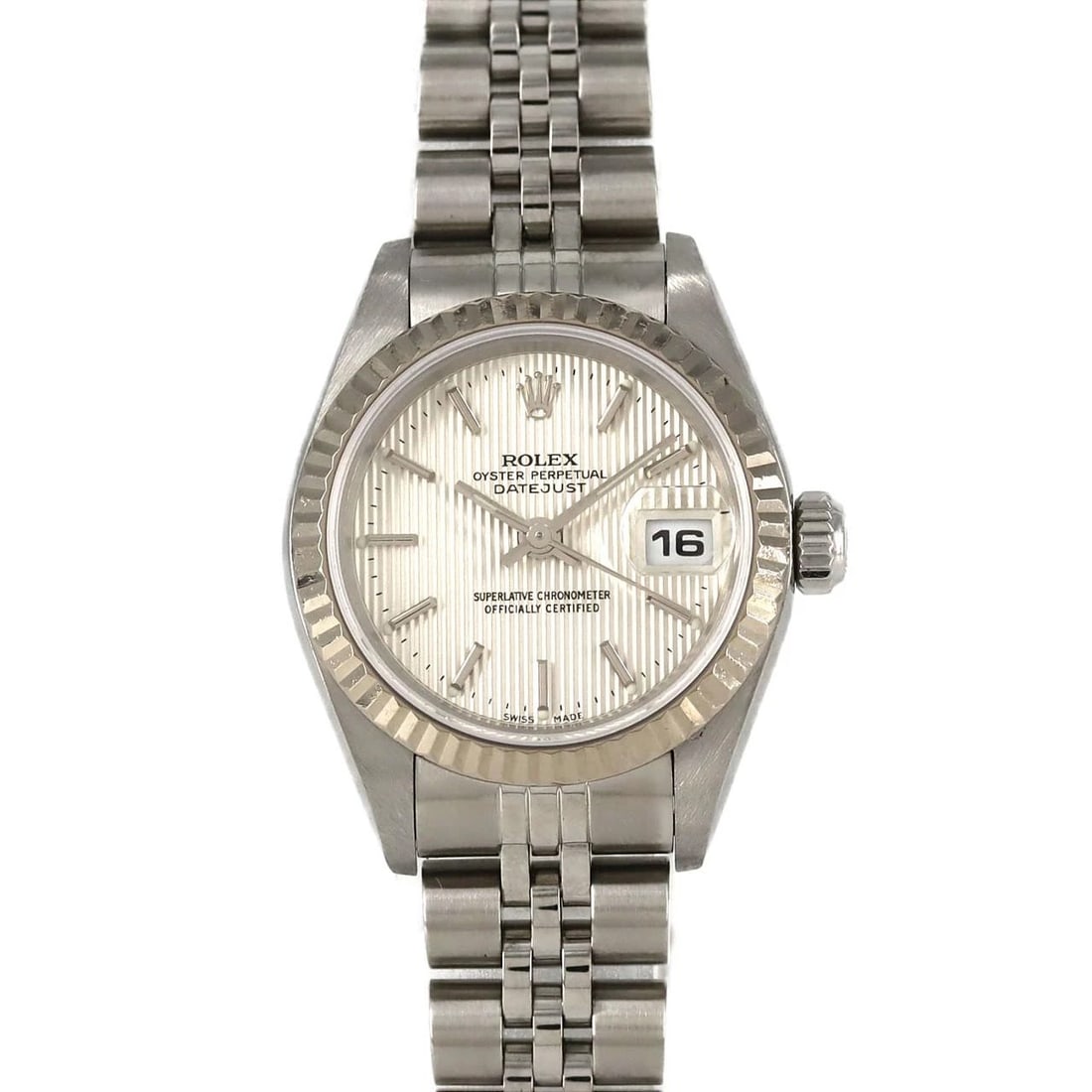 ROLEX DATEJUST MECHANICAL AUTOMATIC WATCH: Rolex Datejust Mechanical Automatic Watch Brand: ROLEX Type: Wrist watch Material: Case: Stainless steel x white gold Bracelet: Stainless steel Color: Dial color Silver Tapestry Size: Case diameter: