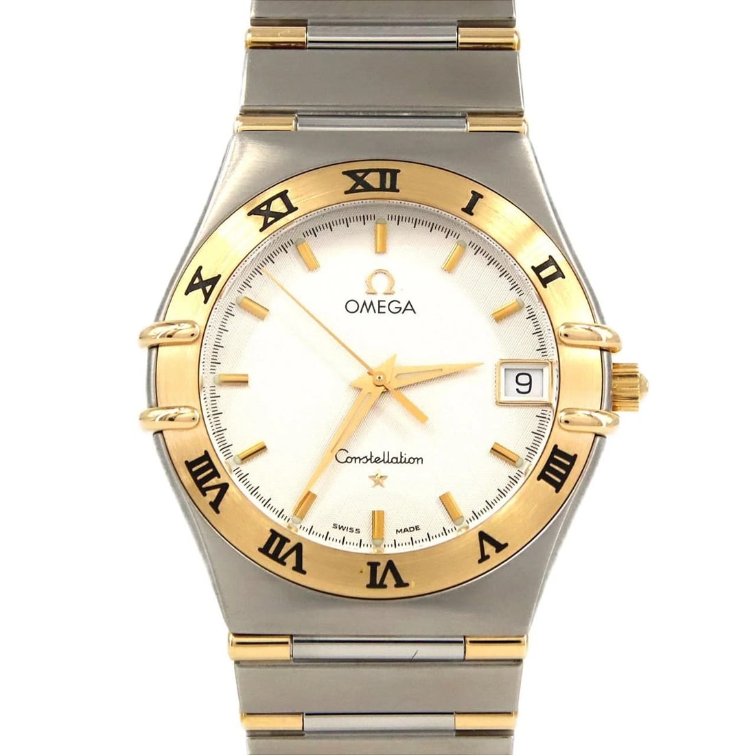 OMEGA CONSTELLATION SSXYG QUARTZ WATCH: Omega Constellation SSxYG Quartz Watch Brand: OMEGA Type: Wrist watch Material: Case: Stainless steel x yellow gold Bracelet: Stainless steel x yellow gold Color: Dial color silver Size: Case