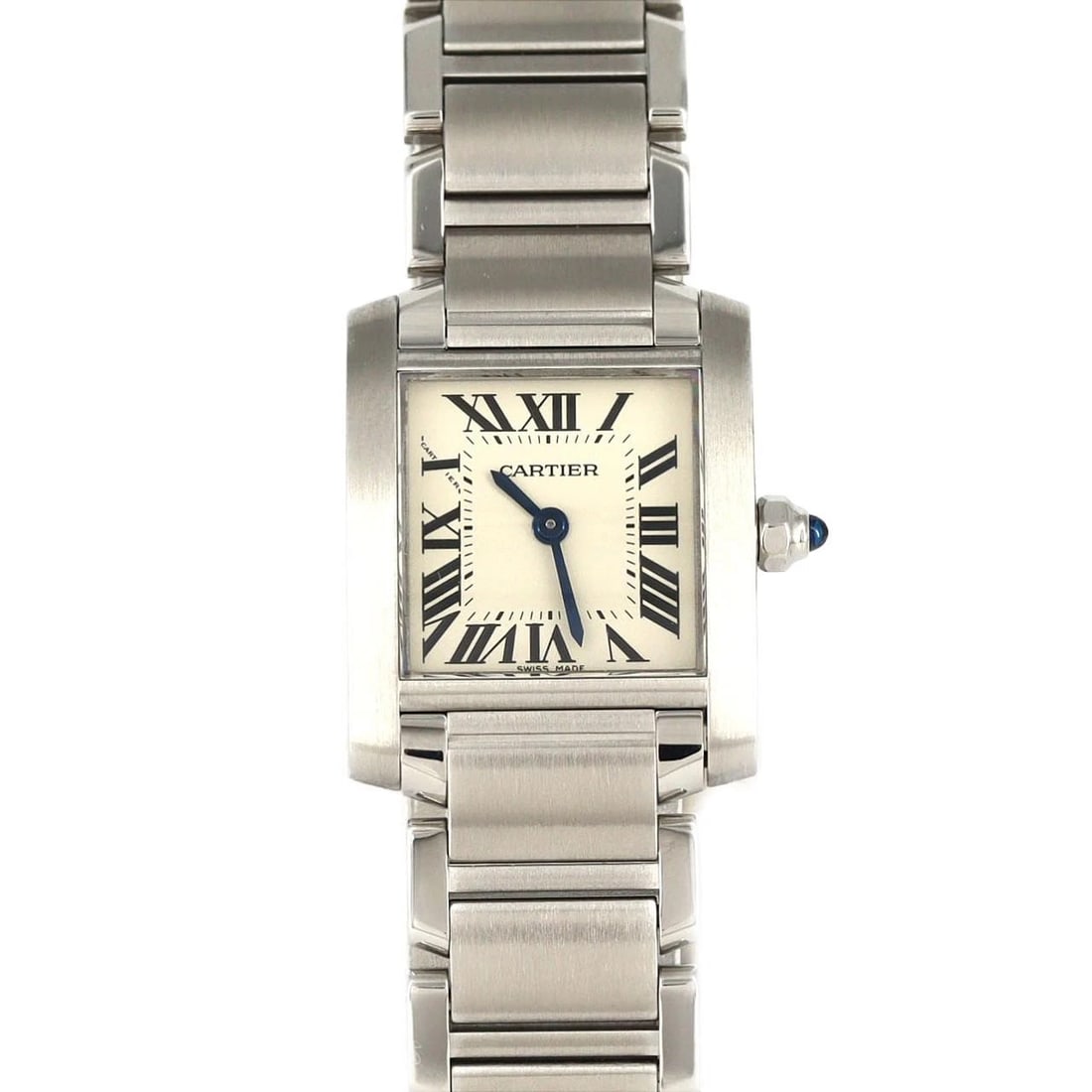 CARTIER TANK FRANÇAISE STAINLESS STEEL QUARTZ WATCH: Cartier Tank Française Stainless Steel Quartz Watch Brand: CARTIER Type: Wrist watch Material: Case: Stainless Steel Breath: Stainless Steel Color: Dial color silver Size: Case diameter: 20x25mm Max