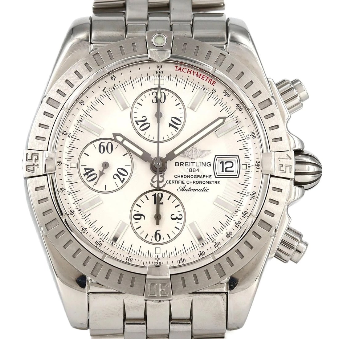 BREITLING CHRONOMAT WATCH: Breitling Chronomat Watch Brand: BREITLING Type: Wrist watch Material: Case: Stainless Steel Breath: Stainless Steel Color: Dial color silver Size: Case diameter: Approx. 43.5mm Max wrist