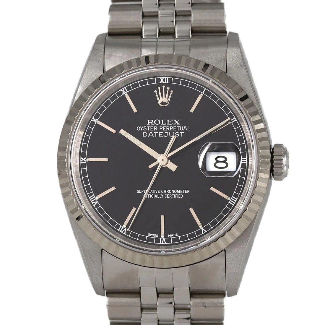 ROLEX DATEJUST MECHANICAL AUTOMATIC WATCH: Rolex Datejust Mechanical Automatic Watch Brand: ROLEX Type: Wrist watch Material: Case: Stainless Steel Breath: Stainless Steel Color: Dial color black Size: Case diameter: Approx. 36 mm Max wrist