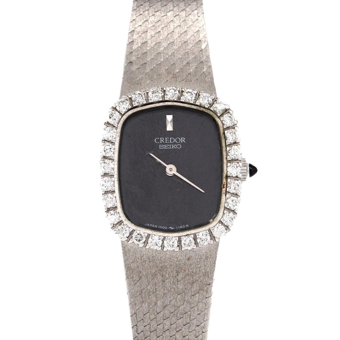 SEIKO CREDOR WG QUARTZ WATCH: Seiko CREDOR WG Quartz Watch Brand: SEIKO Type: Wrist watch Material: Case: White gold Bracelet: White gold Color: Dial color blue Size: Case diameter approx.: 18 x 21 mm mm Max Wrist Circumference