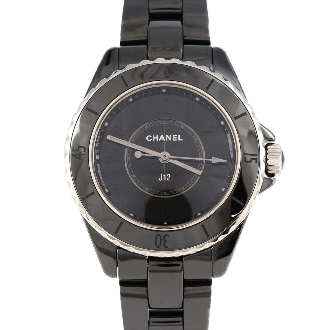 CHANEL J12 PHANTOM CERAMIC QUARTZ WATCH: Chanel J12 Phantom Ceramic Quartz Watch Brand: CHANEL Type: Wrist watch Material: Case: Ceramic Bracelet: Ceramic Color: Dial Color: Black/Arabic Size: Case diameter: Approx. 33 mm Max wrist circumfer
