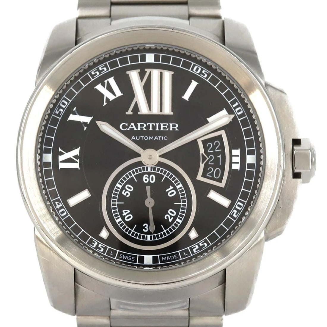 CARTIER CALIBRE WATCH: Cartier Calibre Watch Brand: CARTIER Type: Wrist watch Material: Case: Stainless Steel Breath: Stainless Steel Color: Dial color black Size: Case diameter: Approx. 42 mm Max wrist circumference: 18.5