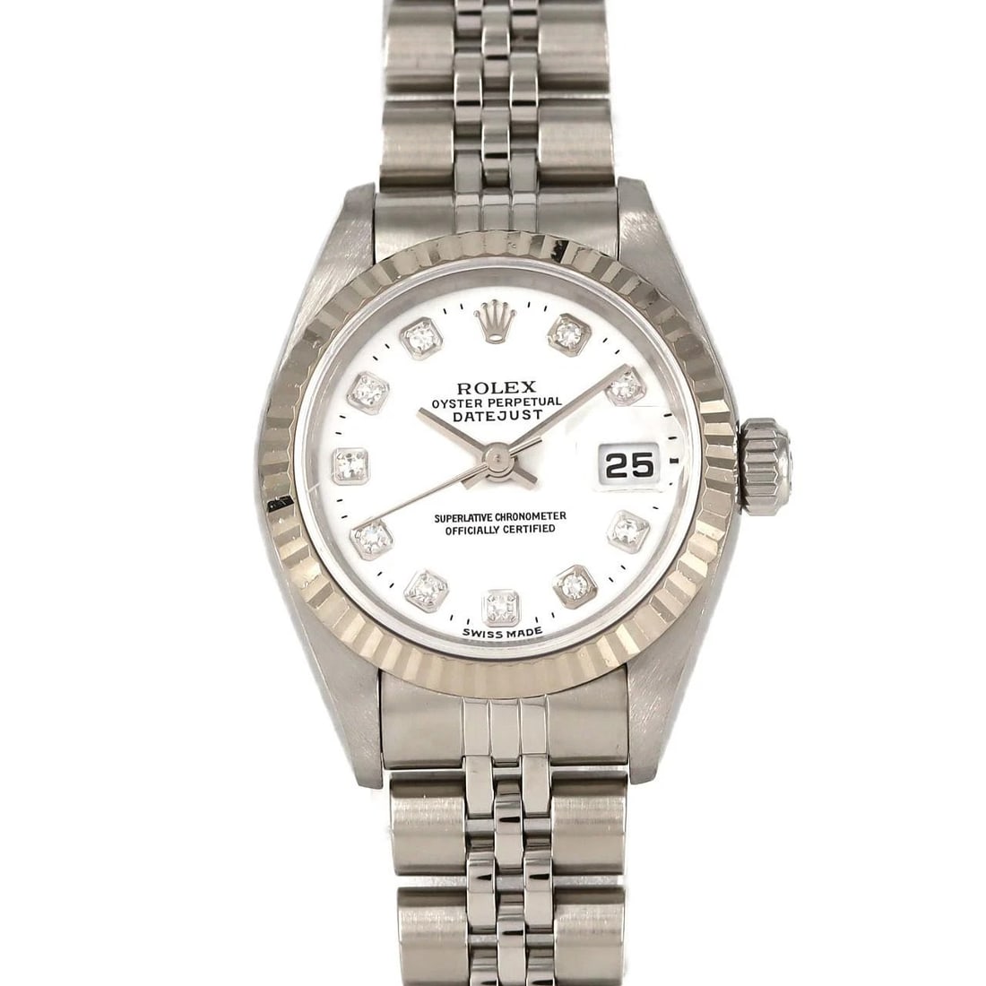ROLEX DATEJUST MECHANICAL AUTOMATIC WATCH: Rolex Datejust Mechanical Automatic Watch Brand: ROLEX Type: Wrist watch Material: Case: Stainless steel x white gold Bracelet: Stainless steel Color: Dial Color: White/Diamond Size: Case diameter: