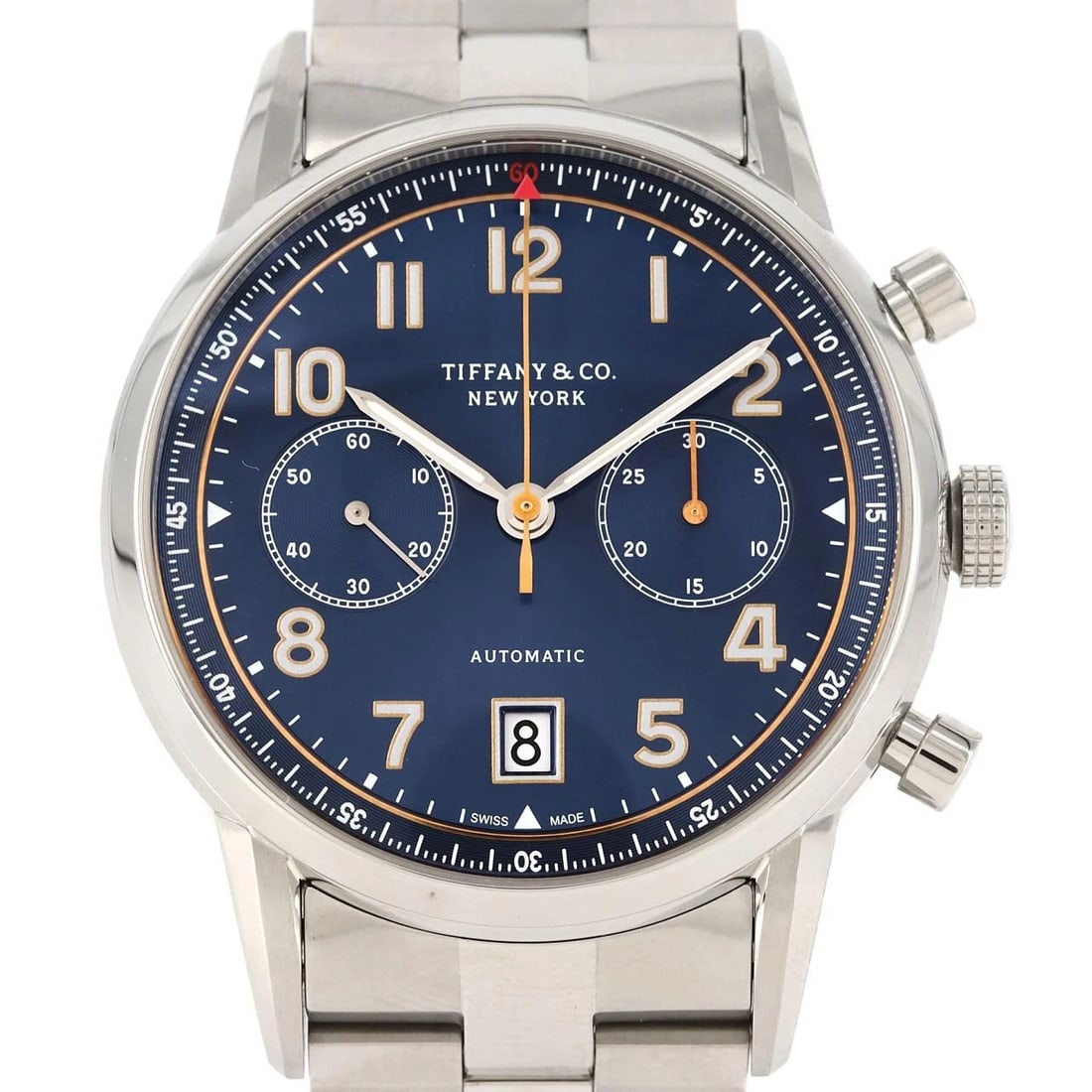 TIFFANY & CO CHRONOGRAPH STAINLESS STEEL MECHANICAL WATCH (1 of 5)