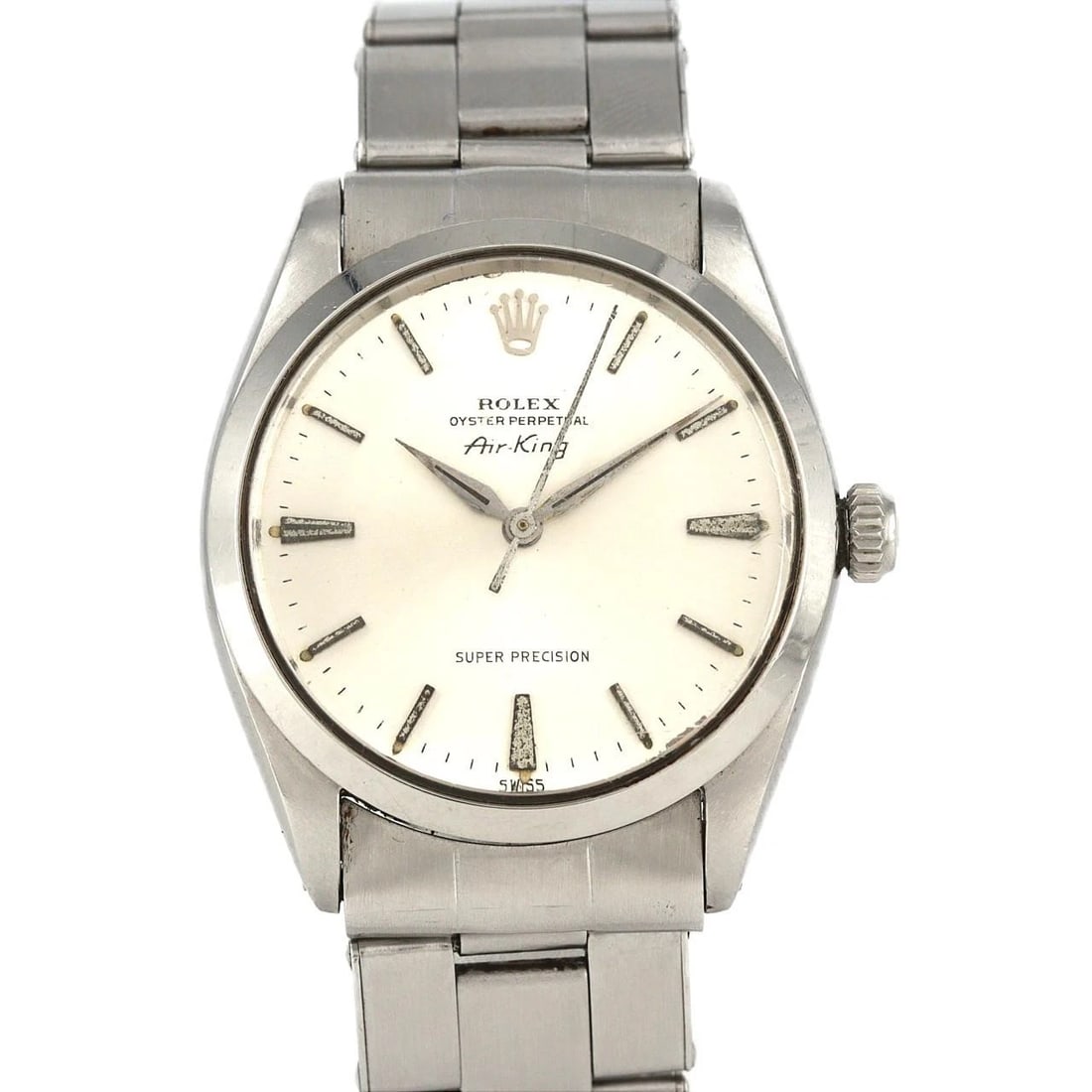 ROLEX AIR-KING STAINLESS STEEL WATCH: Rolex Air-King Stainless Steel Watch Brand: ROLEX Type: Wrist watch Material: Case: Stainless Steel Breath: Stainless Steel Color: Dial color silver Size: Case diameter: Approx. 34 mm Max wrist