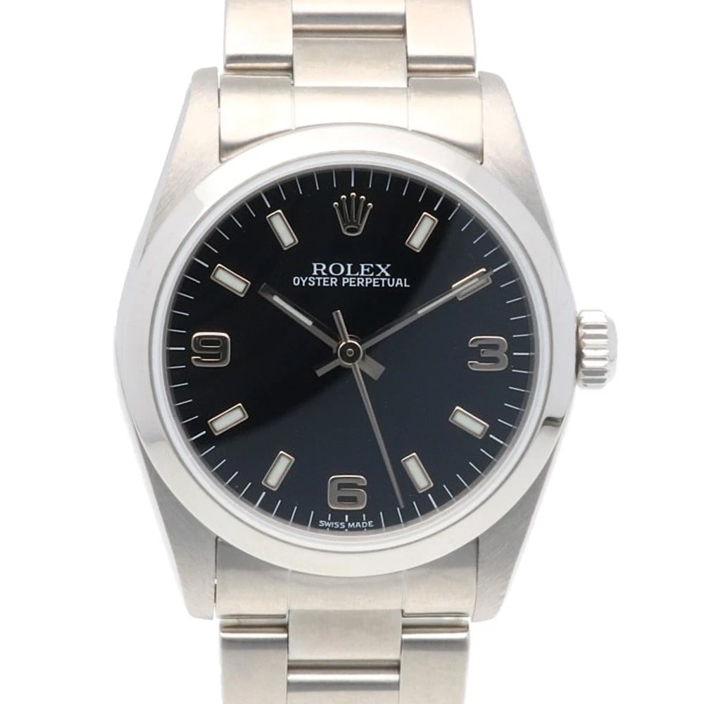 ROLEX WATCHES STAINLESS STEEL WATCH: ROLEX Watches Stainless Steel Watch Brand: ROLEX Type: Wristwatch Material: Case : Stainless Steel Band : Stainless Steel Color: Silver / black Size: Case Diameter:30.0mm Band Length:6.3inch / 16.0cm 