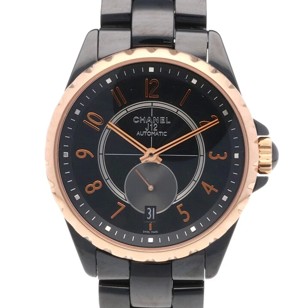 CHANEL WATCHES CERAMIC K18 GOLD STAINLESS STEEL WATCH: CHANEL Watches ceramic K18 Gold Stainless Steel Watch Brand: CHANEL Type: Wristwatch Material: Case : ceramic x K18 Pink Gold x Stainless Steel Band : ceramic Color: black / gold Size: Case:W1.4inch x