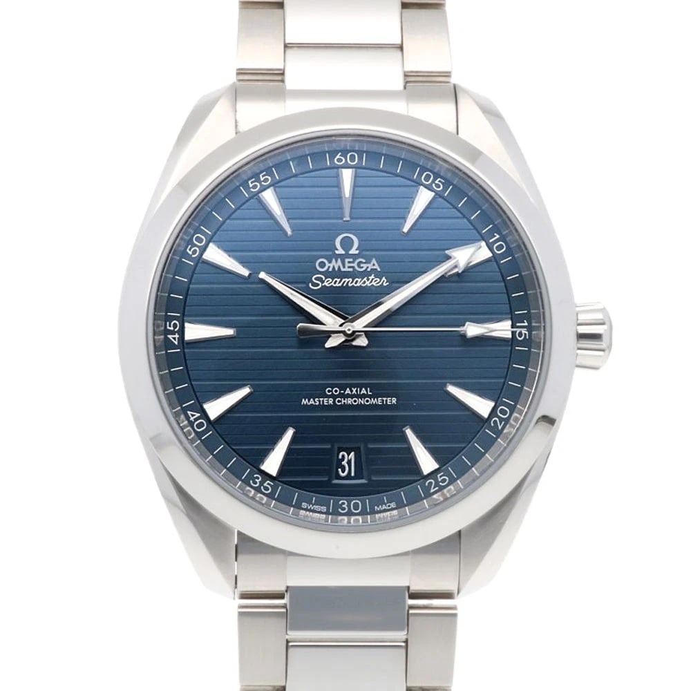 OMEGA SEAMASTER AQUA TERRA WATCHES STAINLESS STEEL WATCH: OMEGA Seamaster Aqua Terra Watches Stainless Steel Watch Brand: OMEGA Type: Wristwatch Material: Case : Stainless Steel Band : Stainless Steel Color: Silver / Navy Size: Case Diameter:40.5mm Band Leng