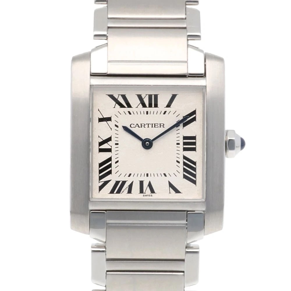 CARTIER TANK FRANCAISE WATCHES STAINLESS STEEL WATCH: CARTIER Tank Francaise Watches Stainless Steel Watch Brand: CARTIER Type: Wristwatch Material: Case : Stainless Steel Band : Stainless Steel Color: Silver / white Size: Case:W1.0inch x H1.2inch/ W25.0