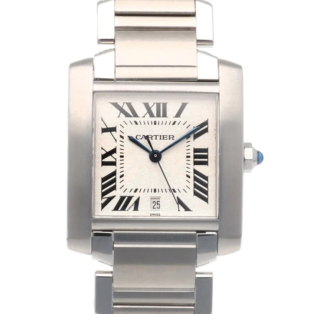CARTIER TANK FRANCAISE WATCHES STAINLESS STEEL WATCH: CARTIER Tank francaise Watches Stainless Steel Watch Brand: CARTIER Type: Wristwatch Material: Case : Stainless Steel Band : Stainless Steel Color: Silver Size: Case:W1.1inch x H1.2inch/ W28.0mm x H31